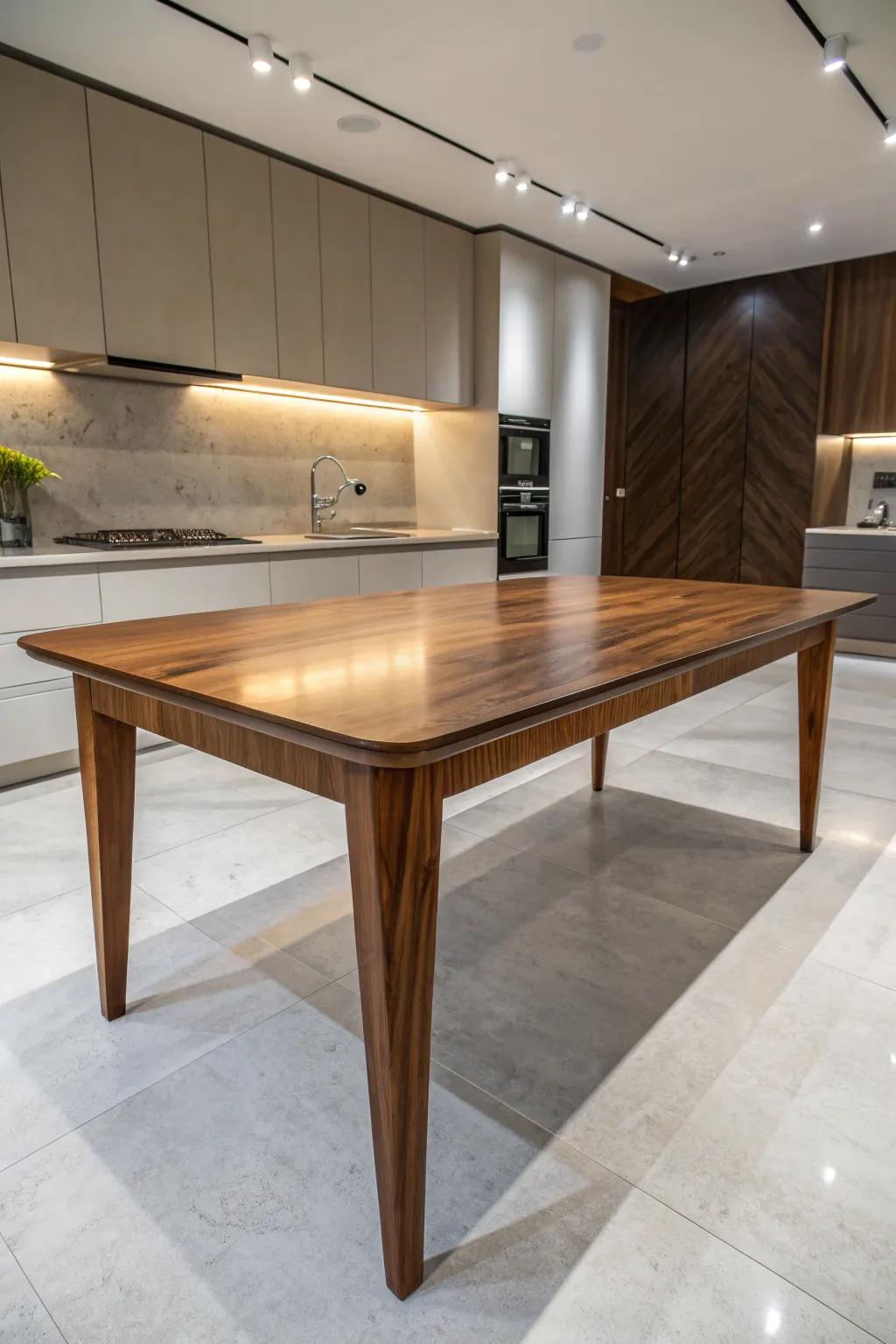 Experience the art of illusion with this gravity-defying floating kitchen table, where craftsmanship meets modern design.