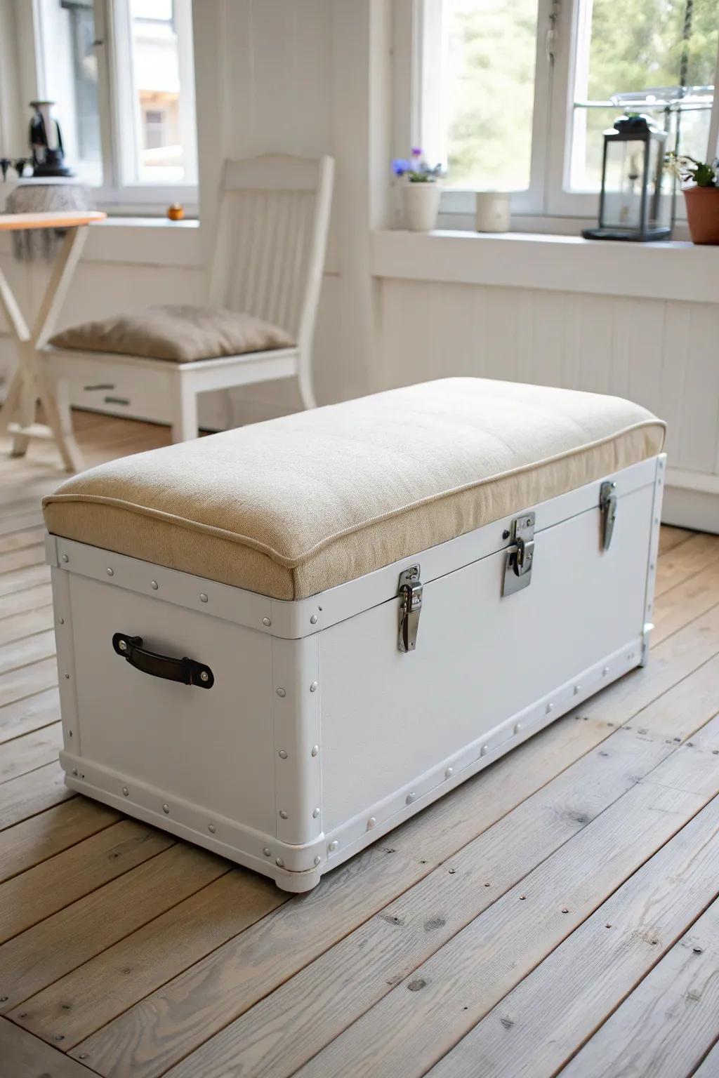 Transform industrial into cozy with this DIY toolbox ottoman — perfect for your minimalist workshop!