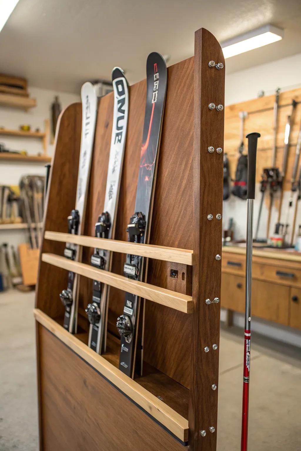 Elevate your gear storage with a customizable modular ski rack that grows with your collection.