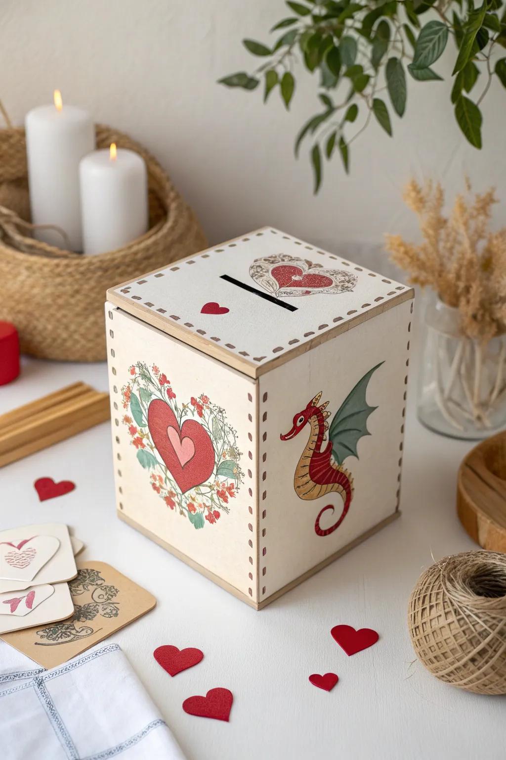 Craft a whimsical Valentine with this charming dragon box, blending minimalist elegance with Boho flair.
