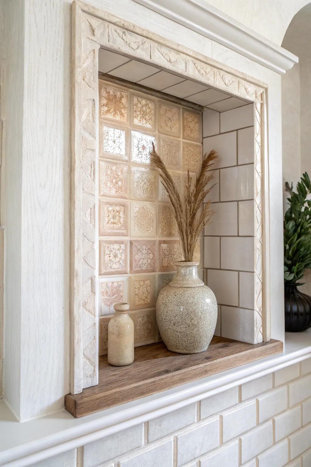Tile the back of your entry niche for a jewel-box sparkle—big impact, zero floor space.