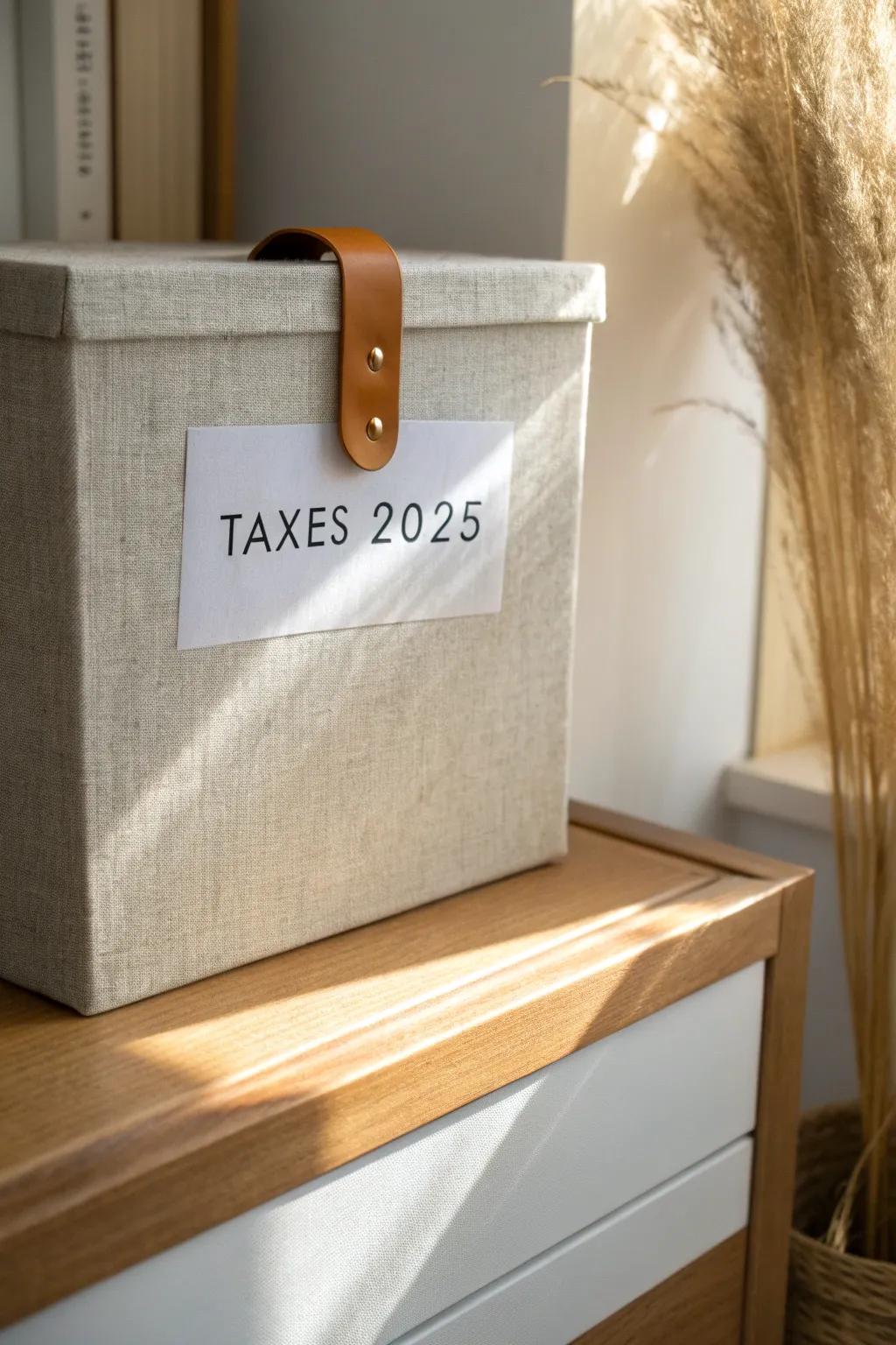 Label by year—like “TAXES / 2025”—so you can grab one folder fast, no digging.