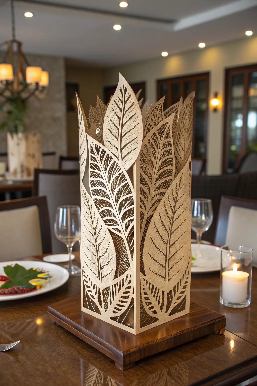 Elevate your dining experience with an artfully crafted laser-cut centerpiece.