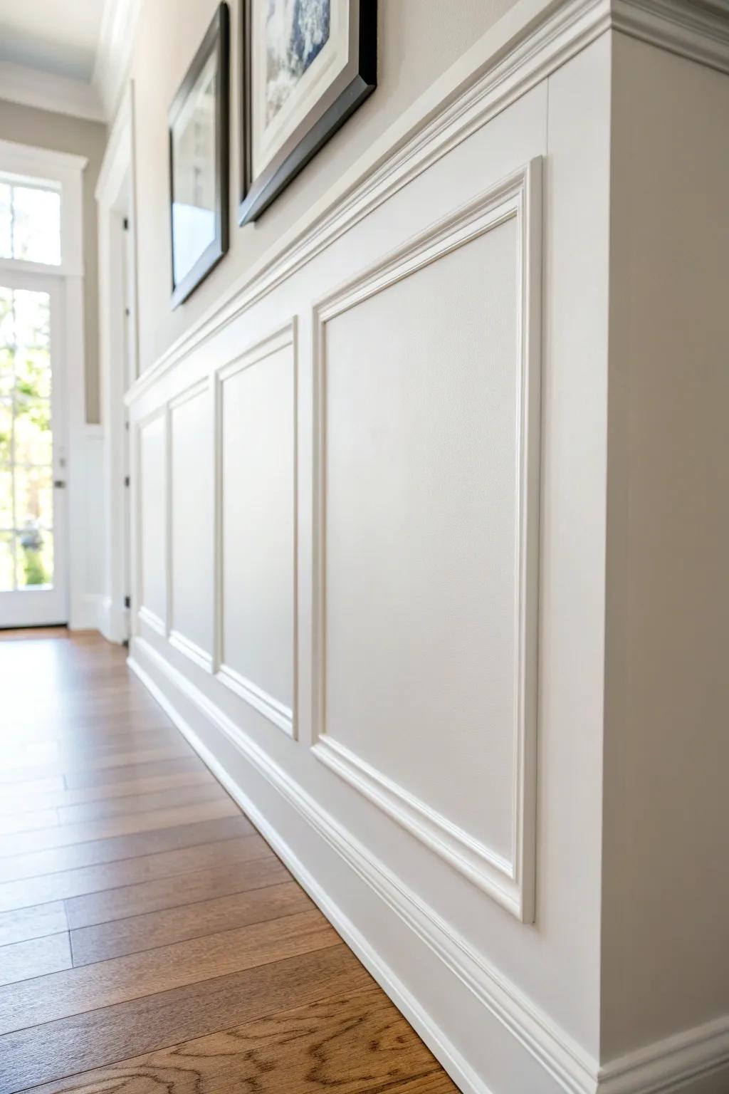 Simple wall molding adds charm and focus—perfect for making a narrow entry feel wider.