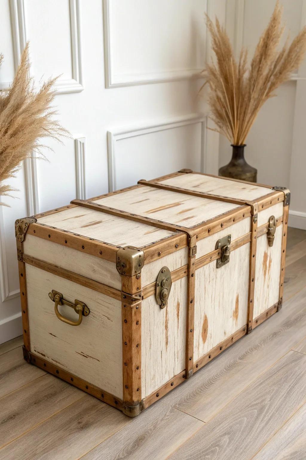 Turn an old trunk into faux weathered wood—rustic charm with clean Scandinavian calm.