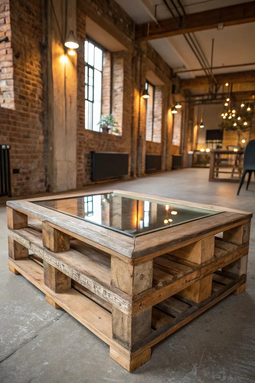 Elevate your space with a rustic-meets-glam pallet coffee table, perfect for the modern craftsman.