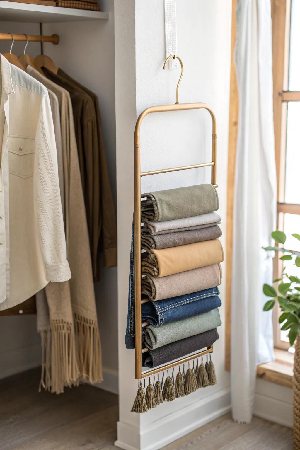 Sort pants from light to dark for an instant closet refresh—and no more rebuying basics.