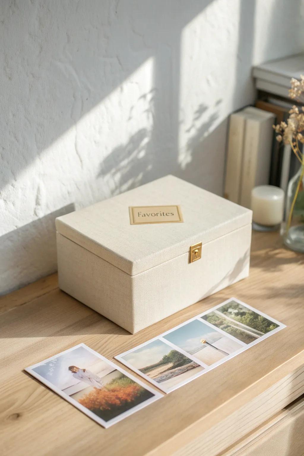 Create a one-box “Favorites” photo collection—your most-loved memories, beautifully kept.