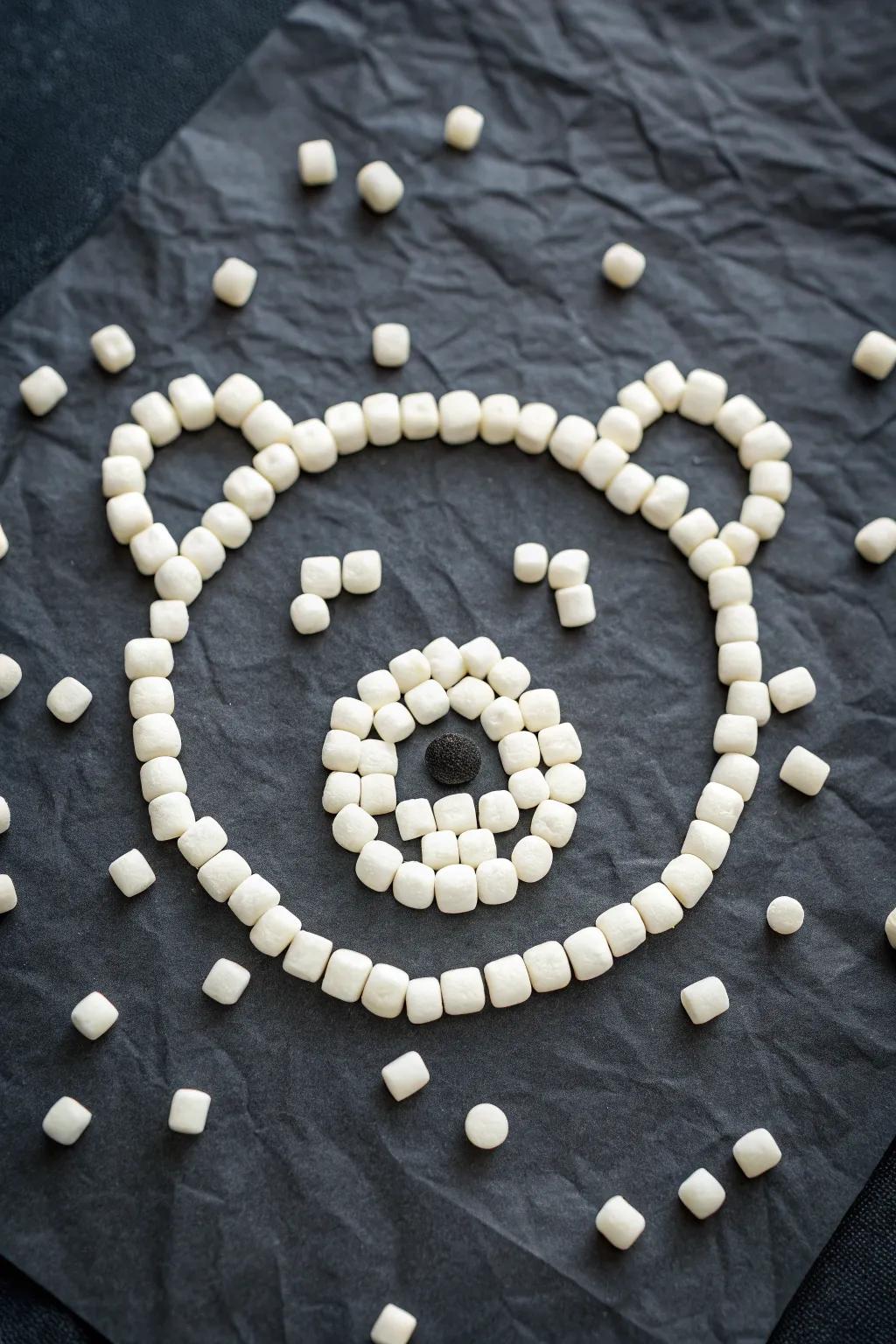 Crafting sweetness: Discover the charm of creating polar bear faces with marshmallows. Perfect for a playful yet sophisticated touch!