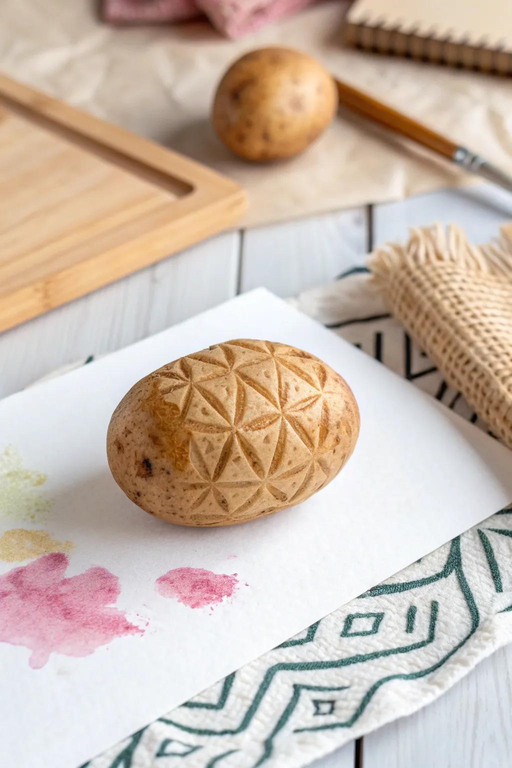 Transform simplicity into stunning art with handcrafted potato stamps.