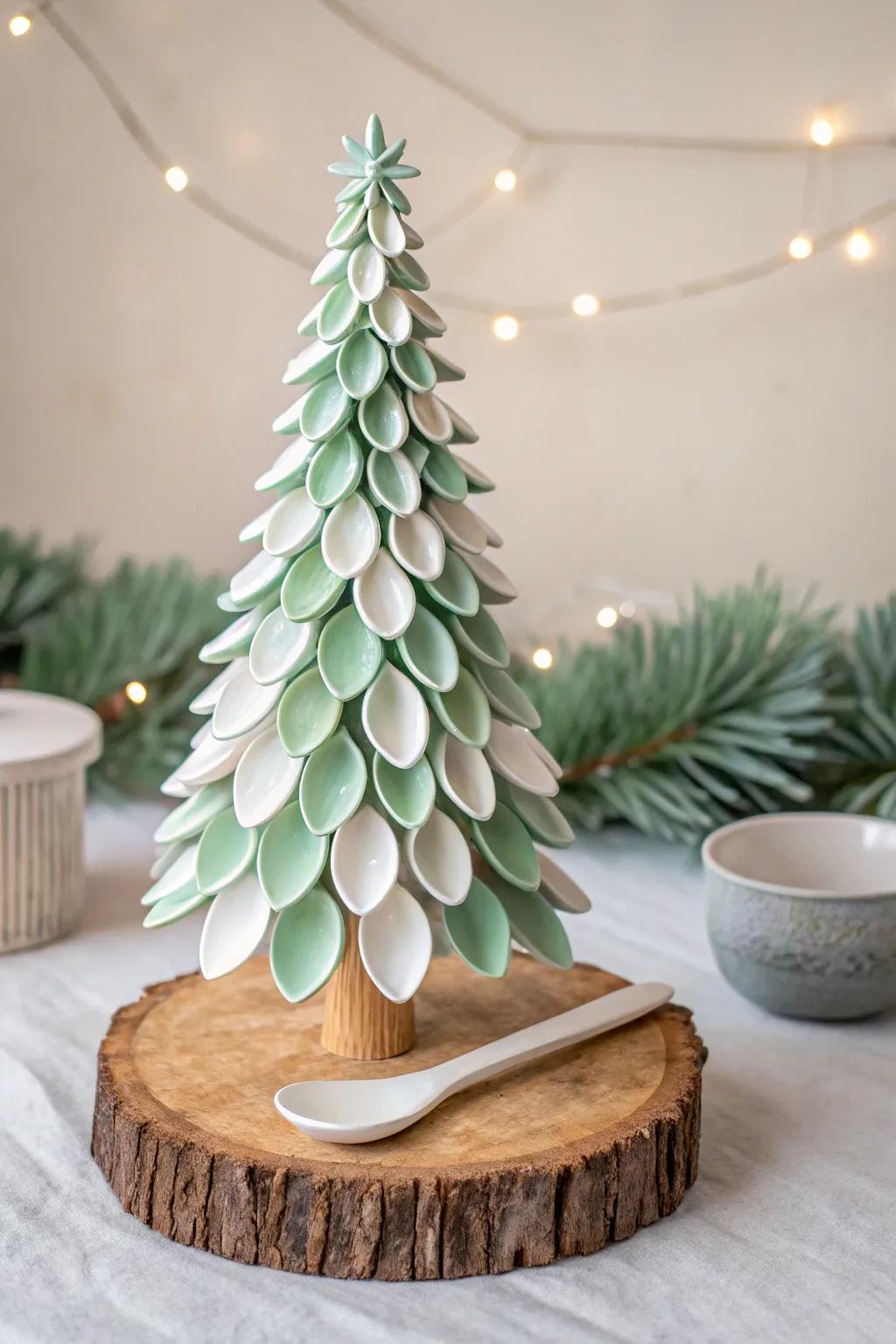 Craft your way to a sustainable Christmas with a minimalist plastic spoon tree. A perfect blend of creativity and eco-friendly decor!