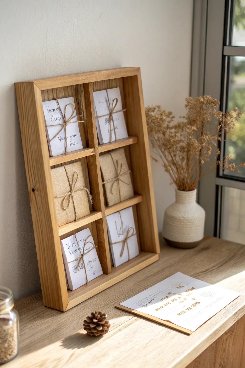 Surround yourself with love: Cherished letters captured in a minimalist shadow box.