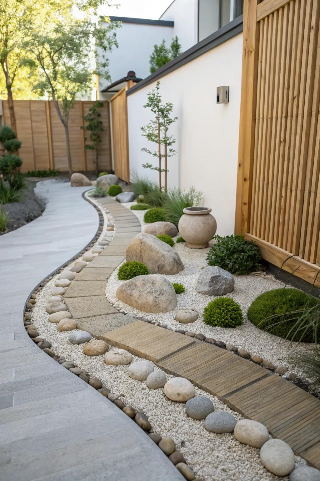 Curved pebble paths make tiny Chinese gardens feel spacious, serene, and made to wander.
