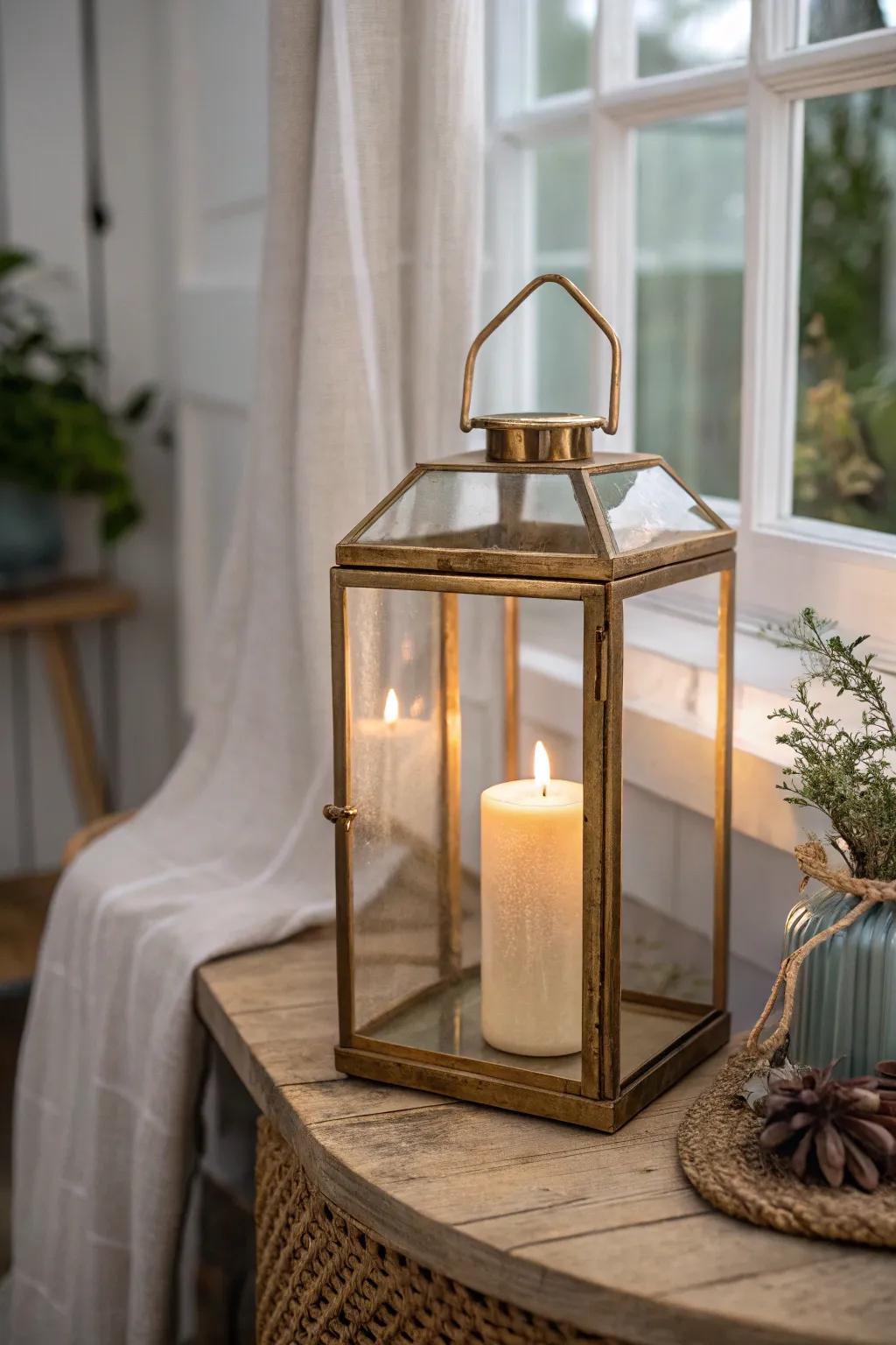 Clustered glass lantern glow turns a small conservatory into a cosy, magical evening retreat.