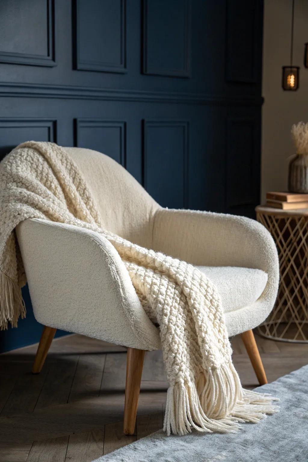 A deep charcoal accent wall turns a tiny den into a cozy nook—start with just one wall.