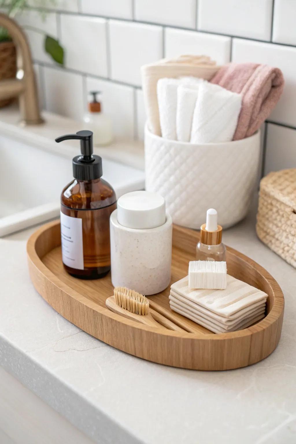 Create a mini toiletries station: a simple tray with lotion and wipes makes it feel welcoming.