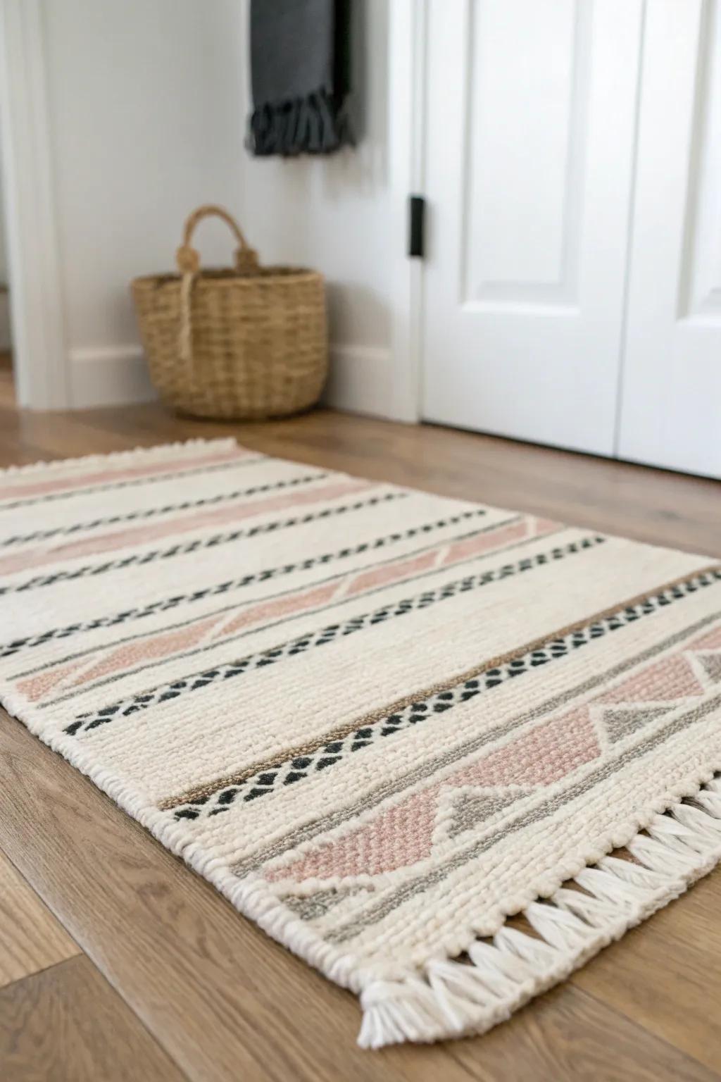 A tiny rug can “draw” an entry in an open plan—instant drop zone without walls.