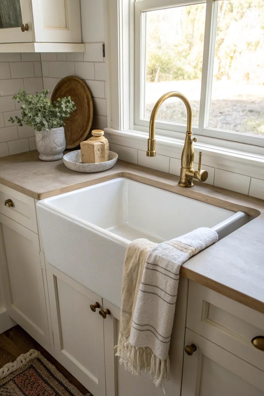 A deep utility sink in a sunny nook—minimal, handcrafted, and made for real-life messes.