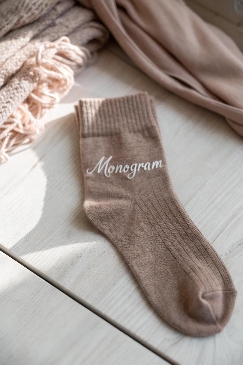 Elevate your gift-giving with personalized elegance: monogrammed socks.