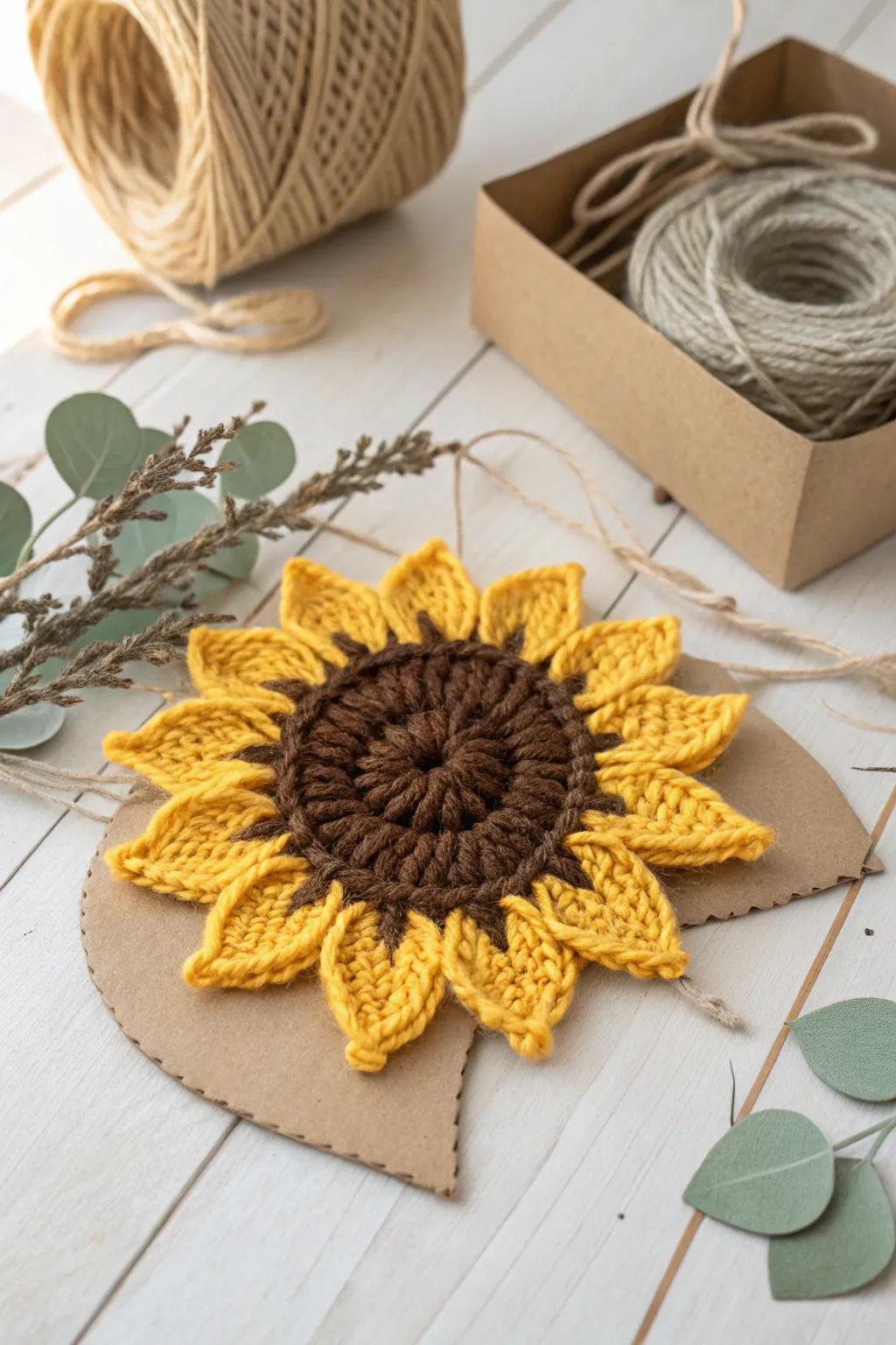 Create and unwind: Discover the joy of crafting with our sunflower yarn wrapping project.