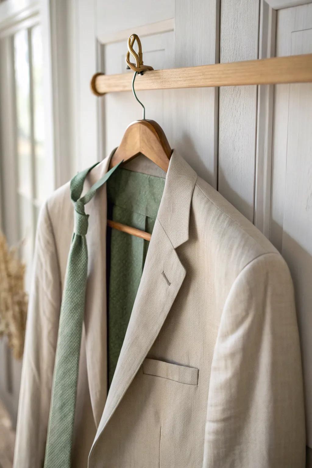 Pair it once, wear it fast: drape the tie on the jacket hanger for instant outfit planning.