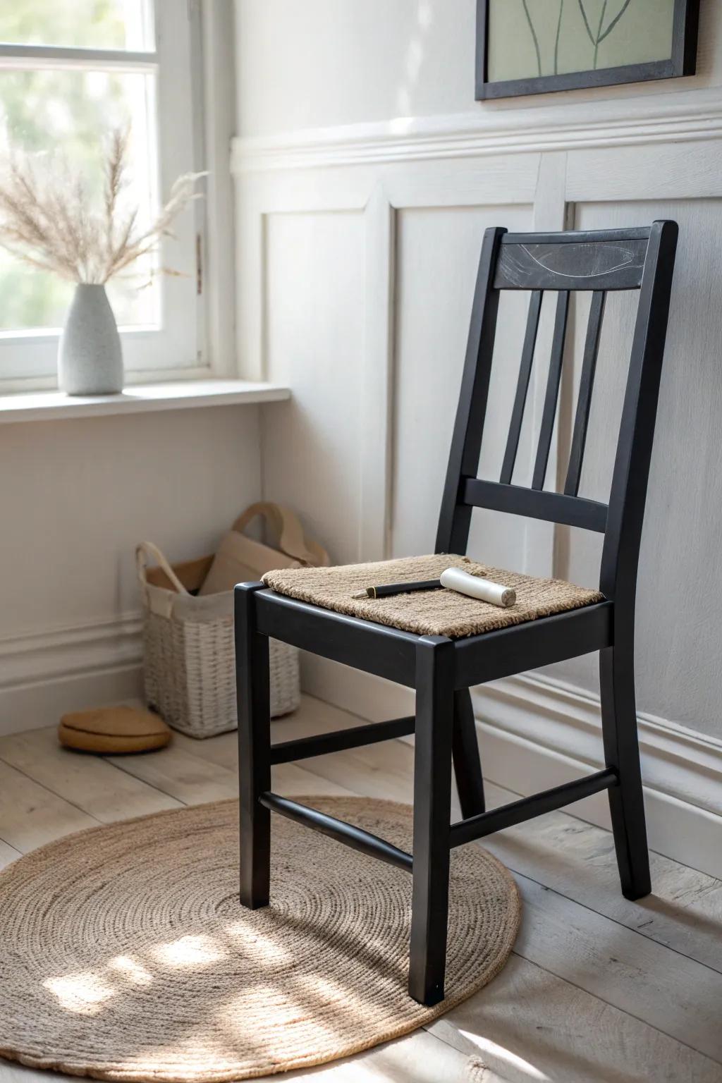 Unleash creativity with a chalkboard chair - a perfect blend of function and fun for your minimalist home.