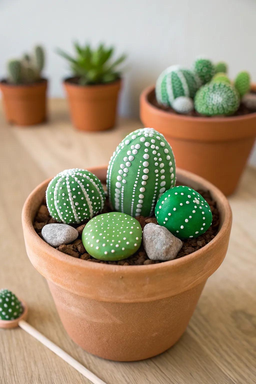 Embrace simplicity with this charming, maintenance-free painted rock cactus – a perfect blend of Scandinavian minimalism and Boho flair.