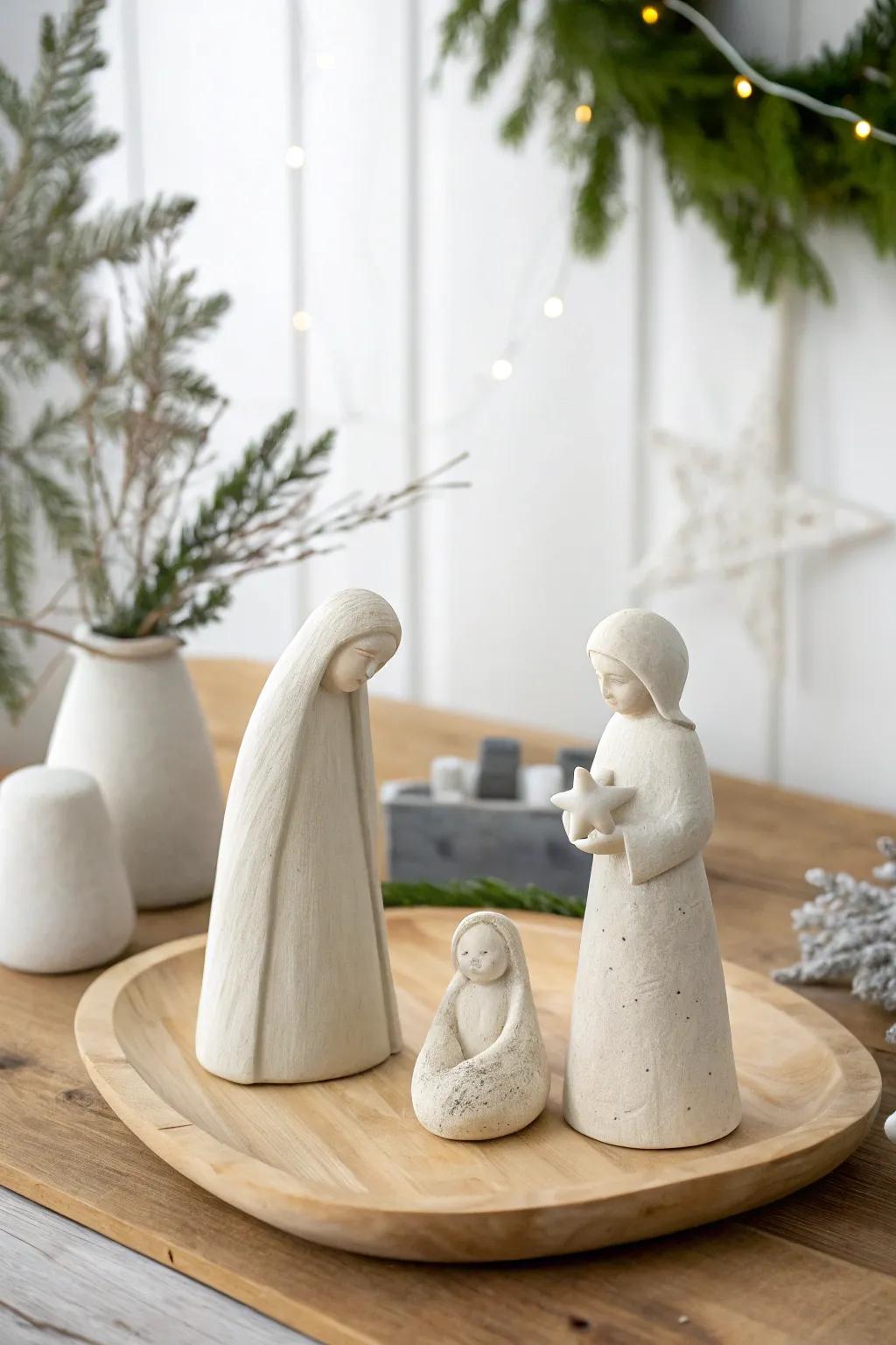 Handcrafted Elegance: Cherish the Christmas Story with a Minimalist Clay Nativity Set