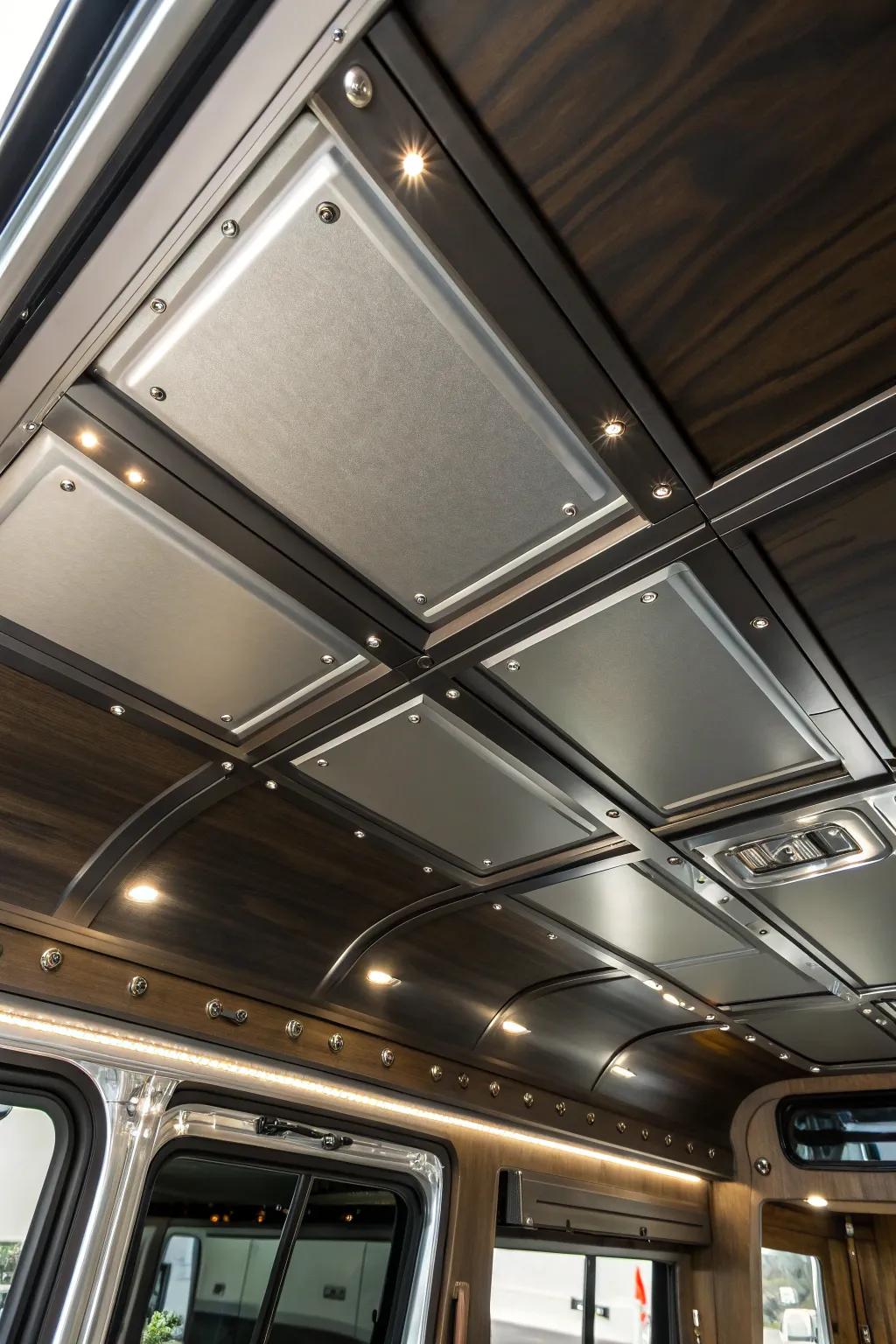 Elevate your van's interior with chic metal accents for a modern, industrial touch.