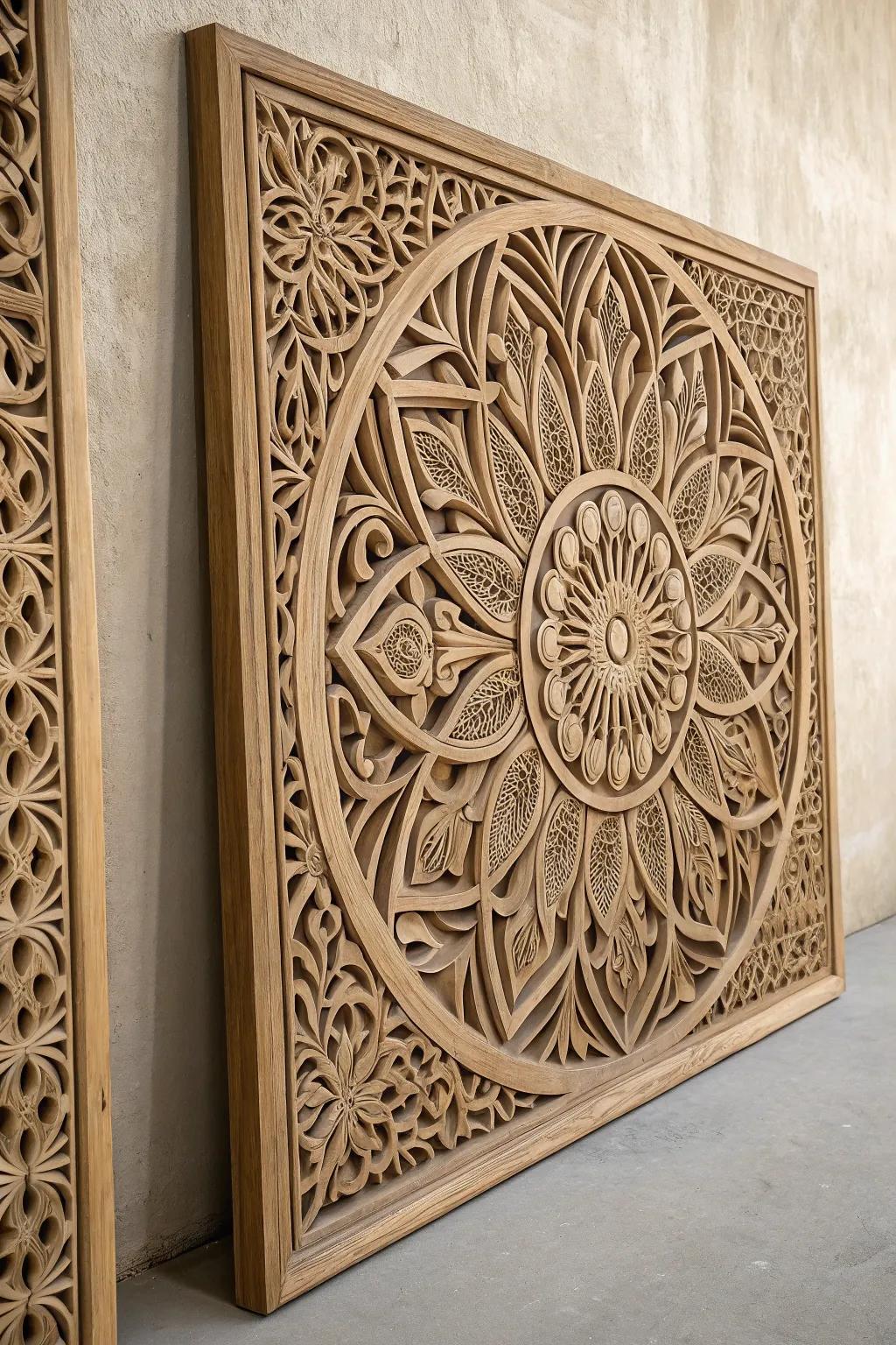Elevate your space with the timeless elegance of carved wall art, where craftsmanship meets creativity.