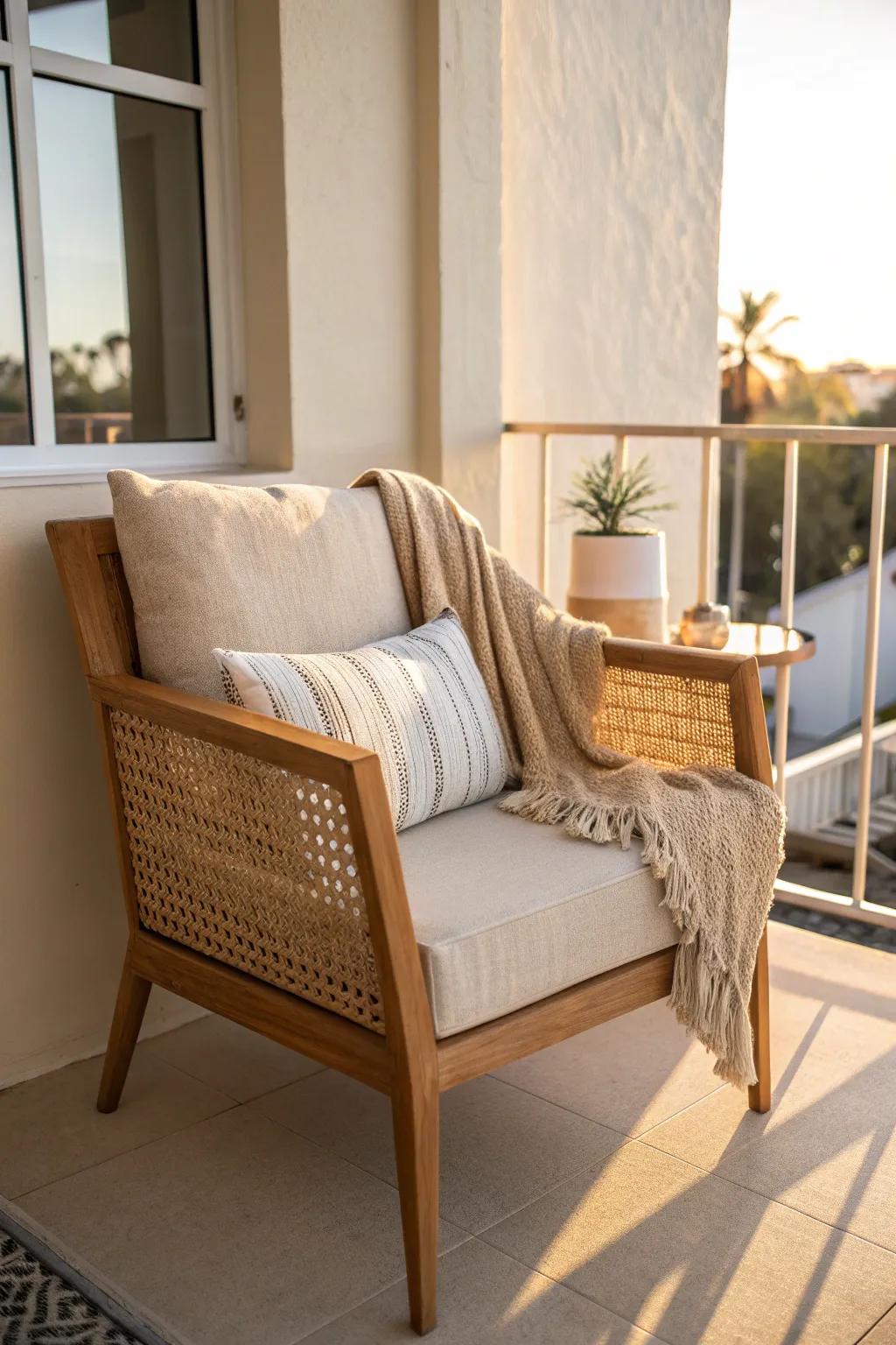 One comfy chair turns a tiny balcony into a calming mini reading nook you’ll actually use.