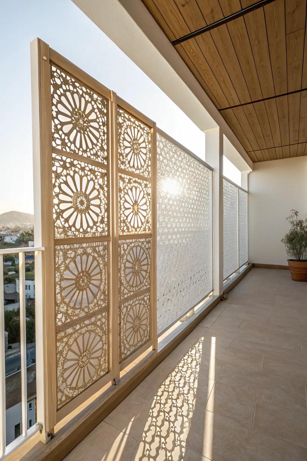 Add instant lounge vibes with a cutout panel cover—privacy and patterned shade in one.