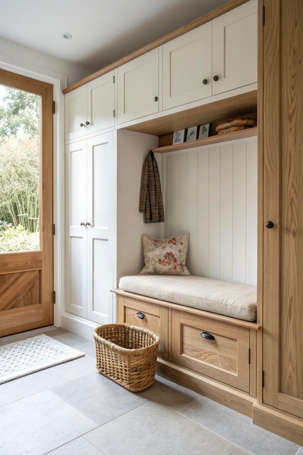 A built-in shoe bench nook that keeps your wardrobe run tidy—and shoes off the bedroom floor.