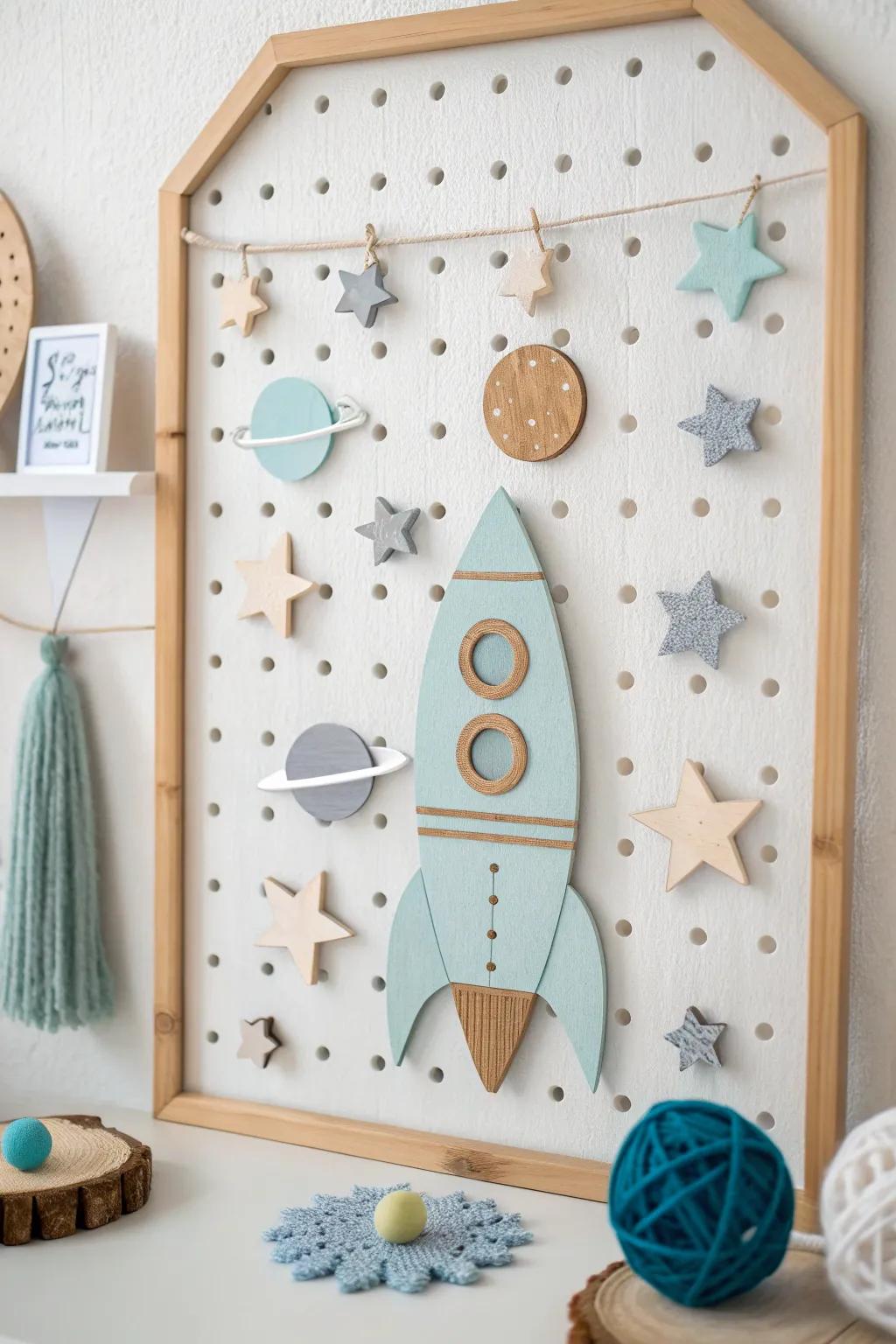 Blast off into a world of wonder with this charming space-themed bulletin board, crafted to inspire little explorers!