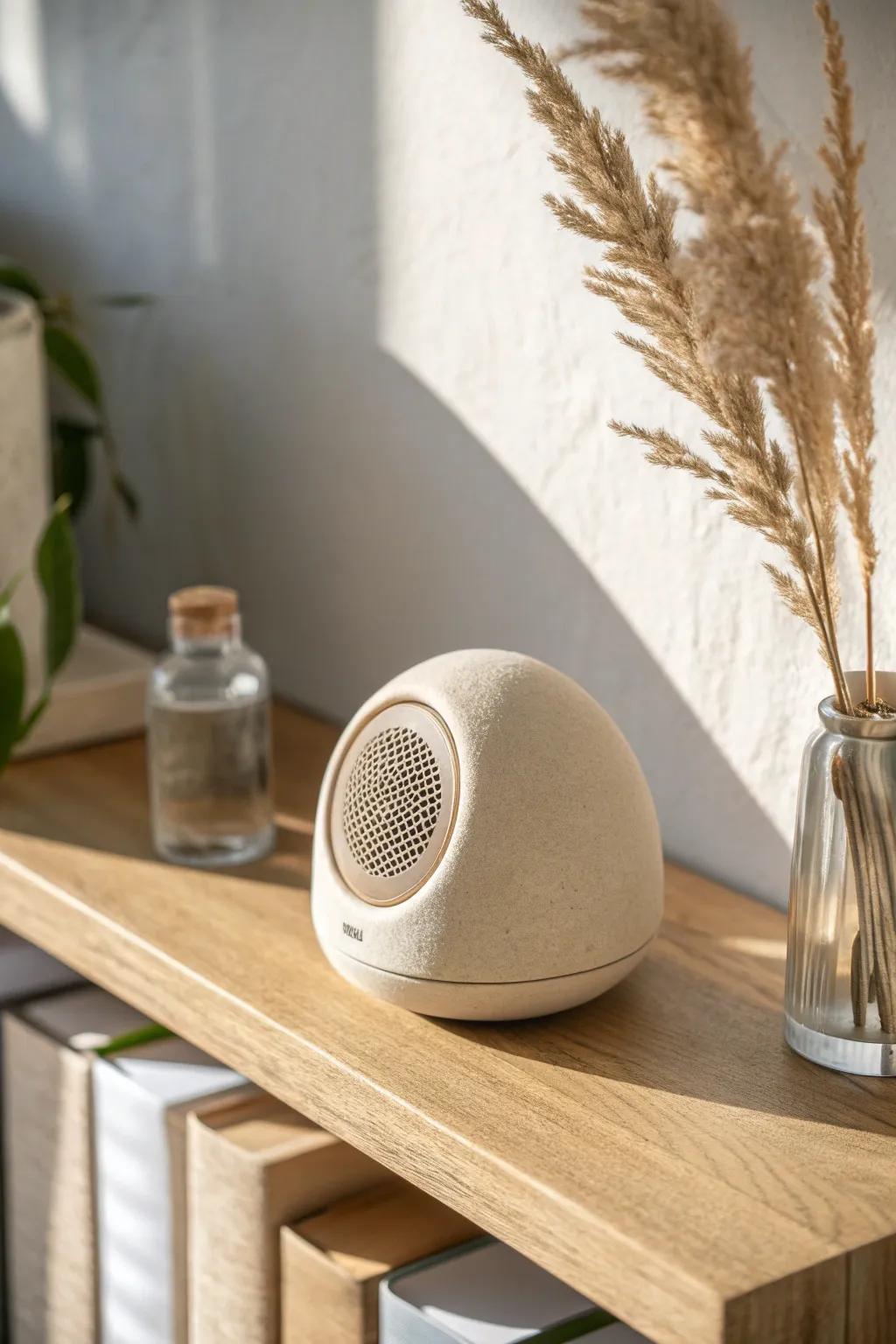A tiny ceramic speaker adds soothing sound to your calming corner—without taking over the room.