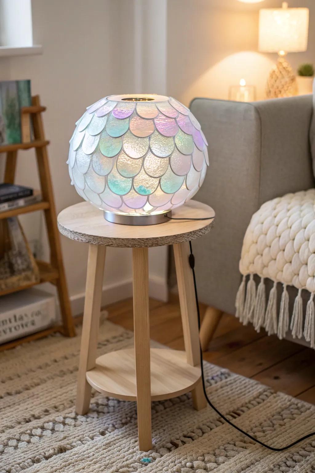 Transform old CDs into a stunning minimalist lamp, bringing a touch of colorful elegance to your space.