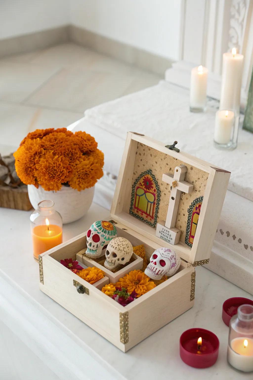Discover the beauty and simplicity of creating your own miniature altar scene, a heartfelt homage to the Day of the Dead.