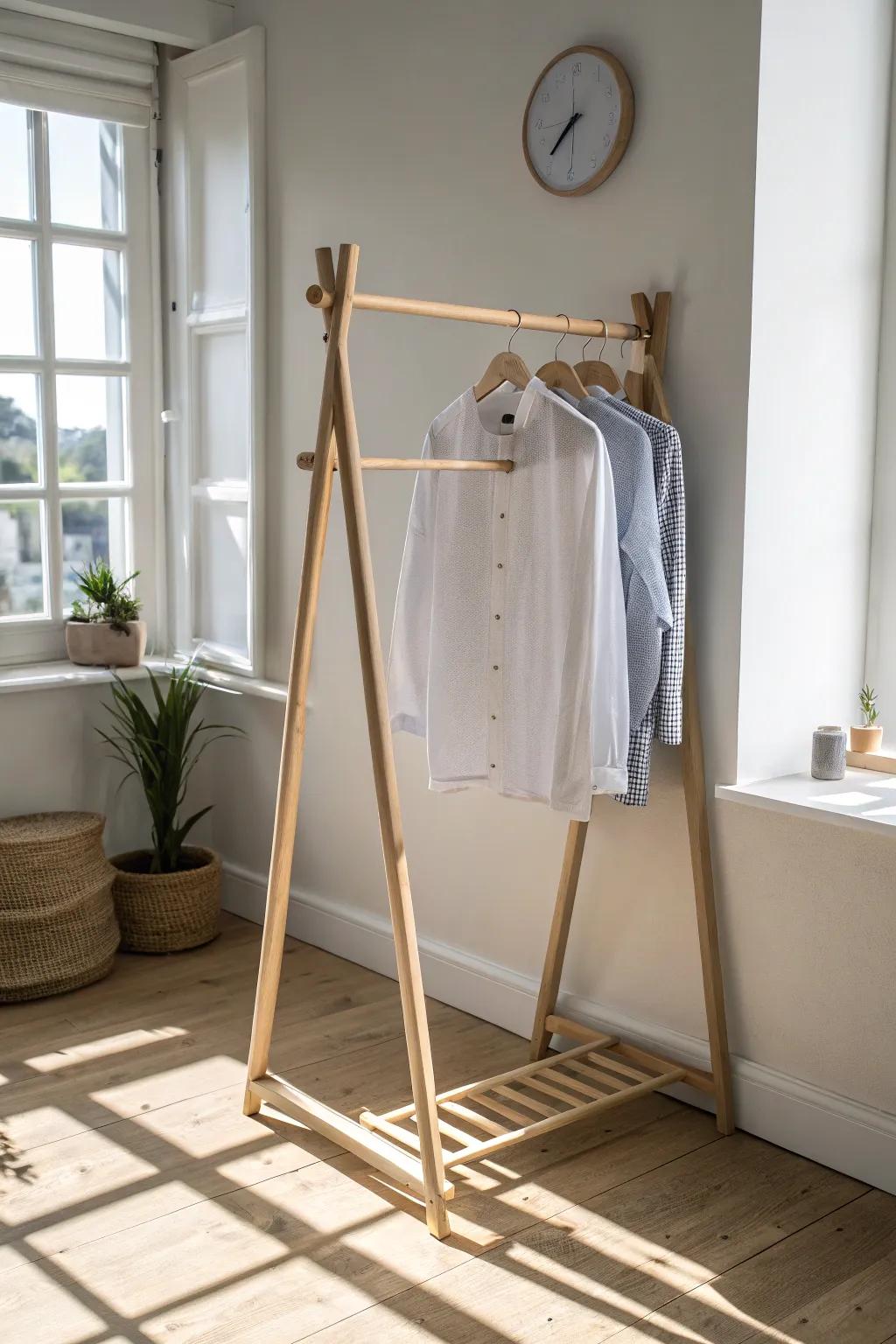 Fold-flat DIY rack: extra hanging space when needed, then neatly tucks away in seconds.
