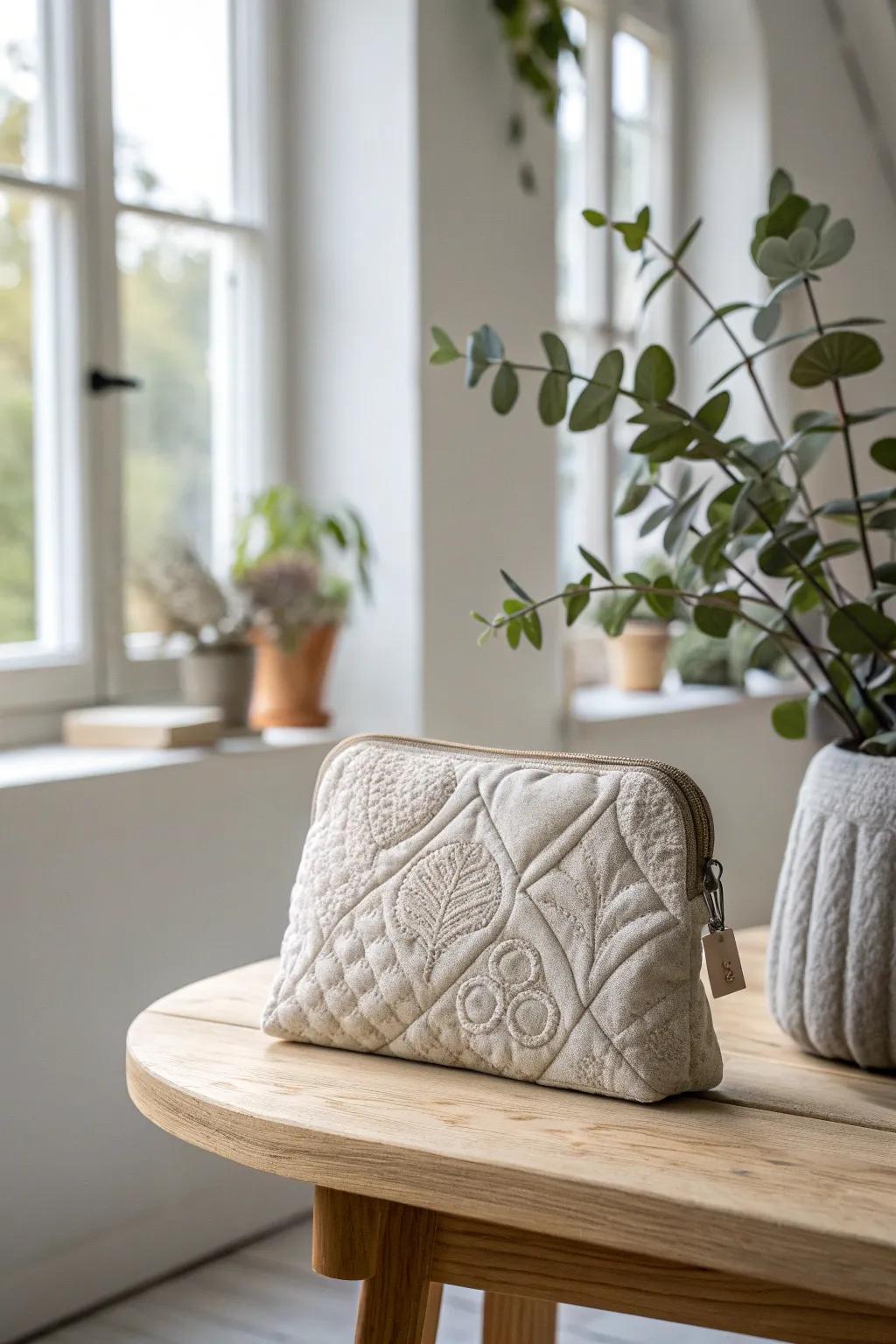 Embrace the charm of simplicity with this quilted coin purse, a perfect blend of craftsmanship and minimalist elegance.