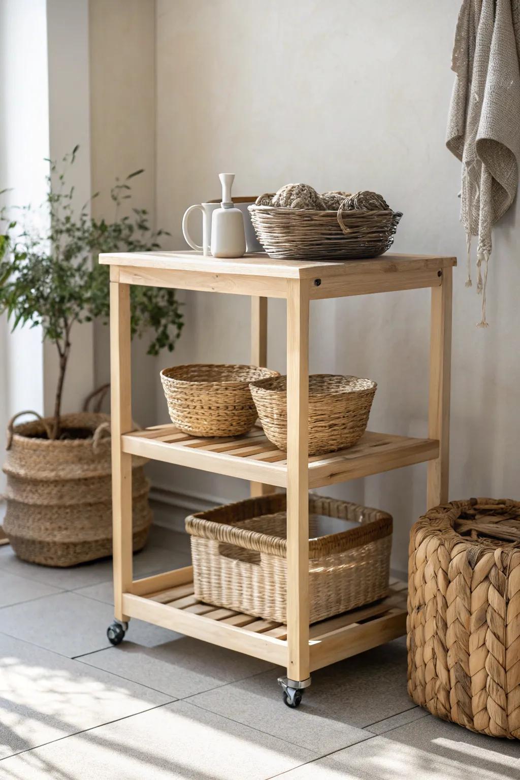 Elevate your kitchen organization with charming woven baskets, blending Scandinavian minimalism with a boho touch.