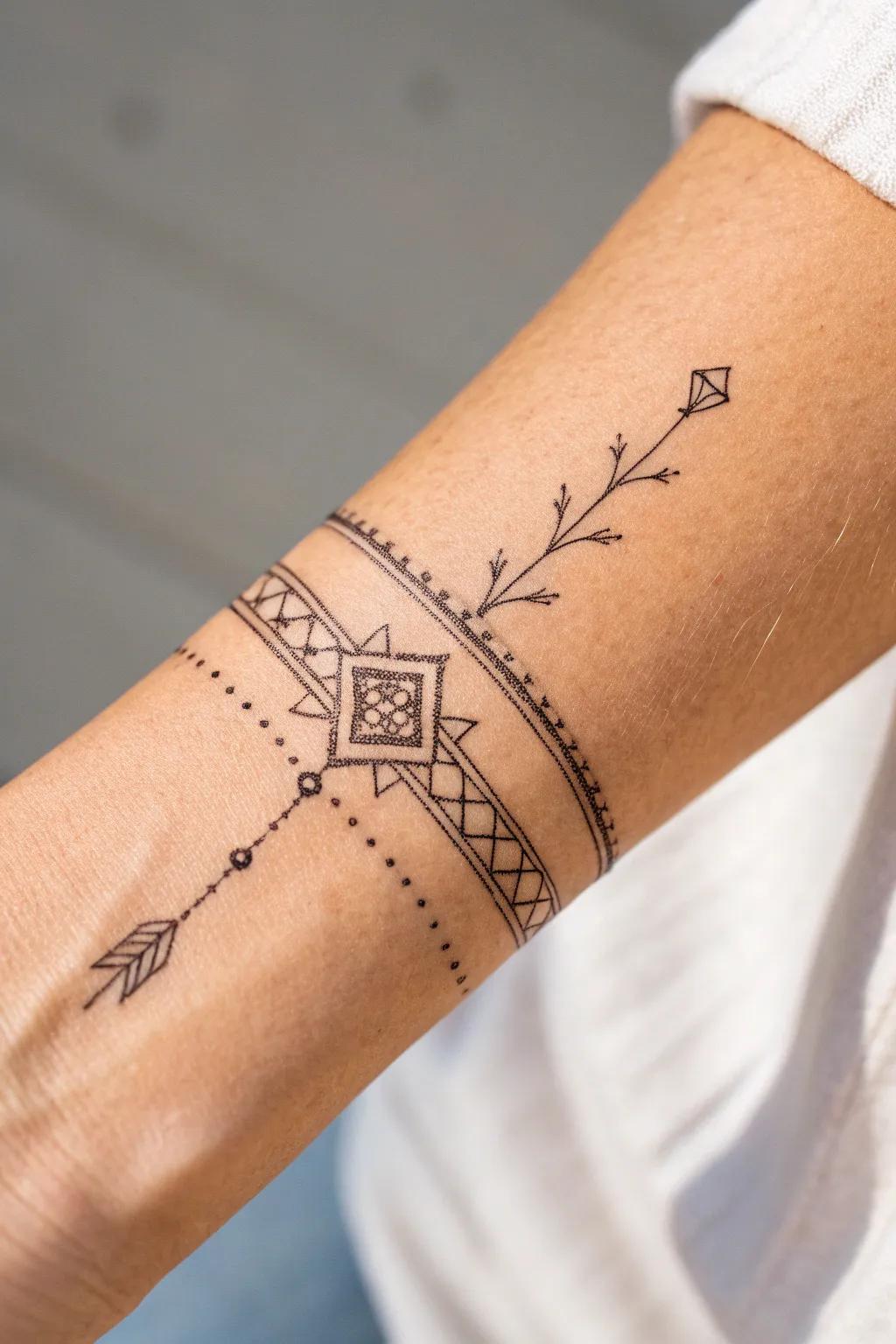 Embrace the art of change with a chic faux bracelet tattoo, where simplicity meets style.