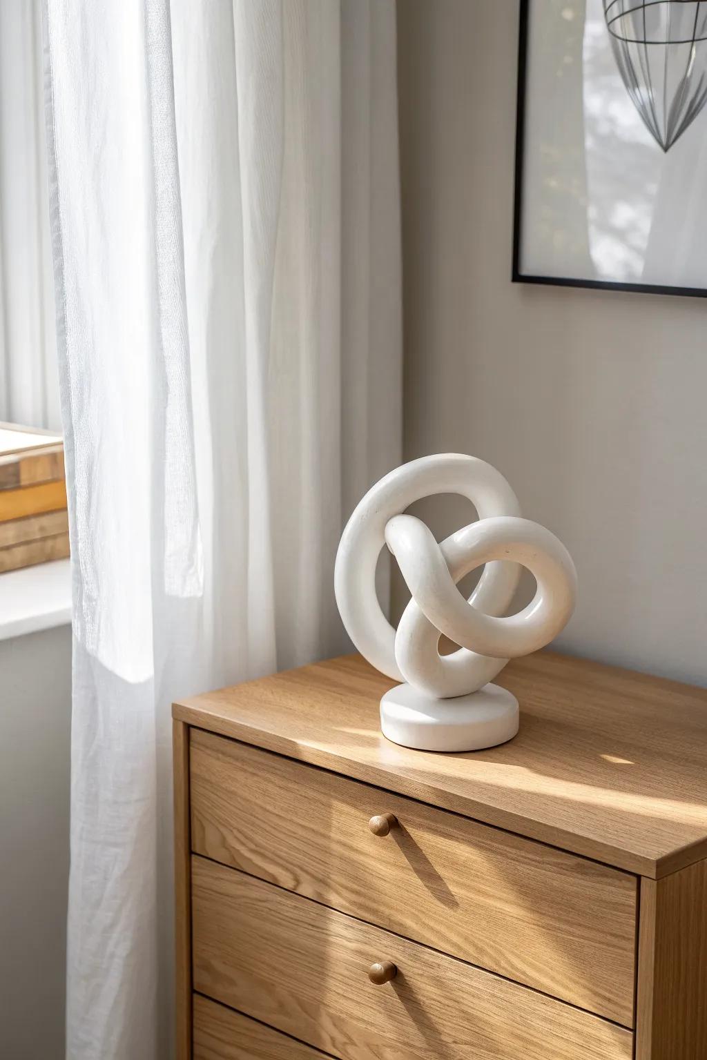 One sculptural piece turns a small drawer top into an intentional, clutter-free moment.