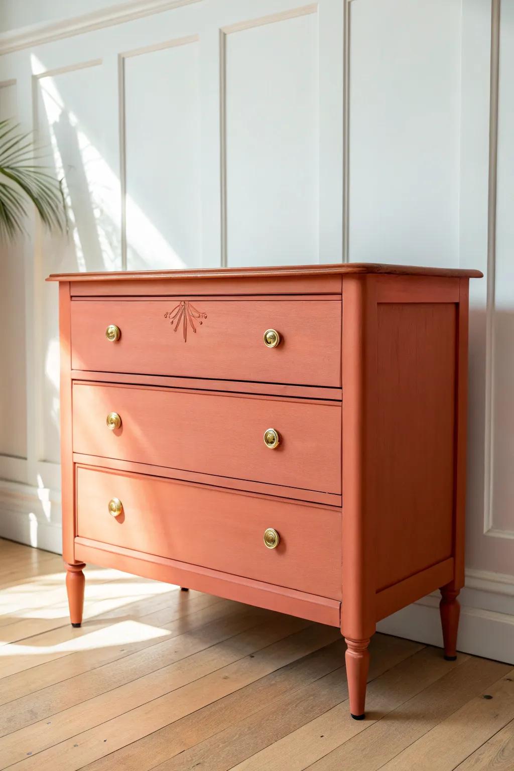 One bold color turns a simple dresser into functional art—storage that doubles as decor.