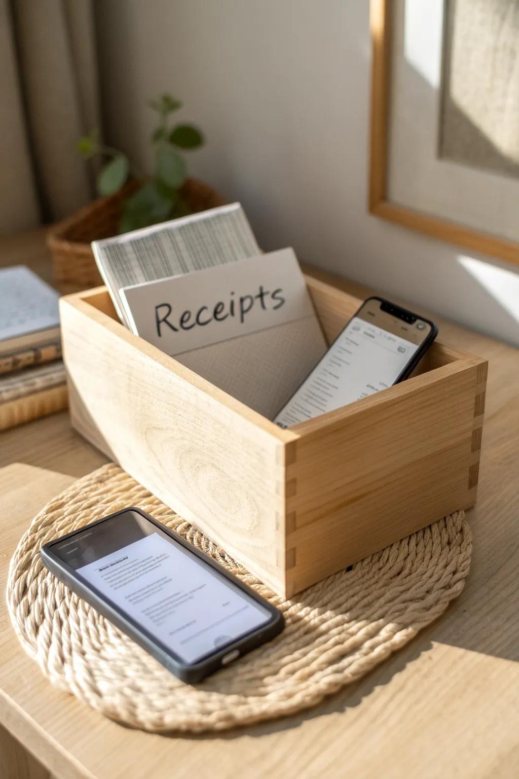 Scan, name, and store—one beautiful file box that keeps paper clutter out of sight.