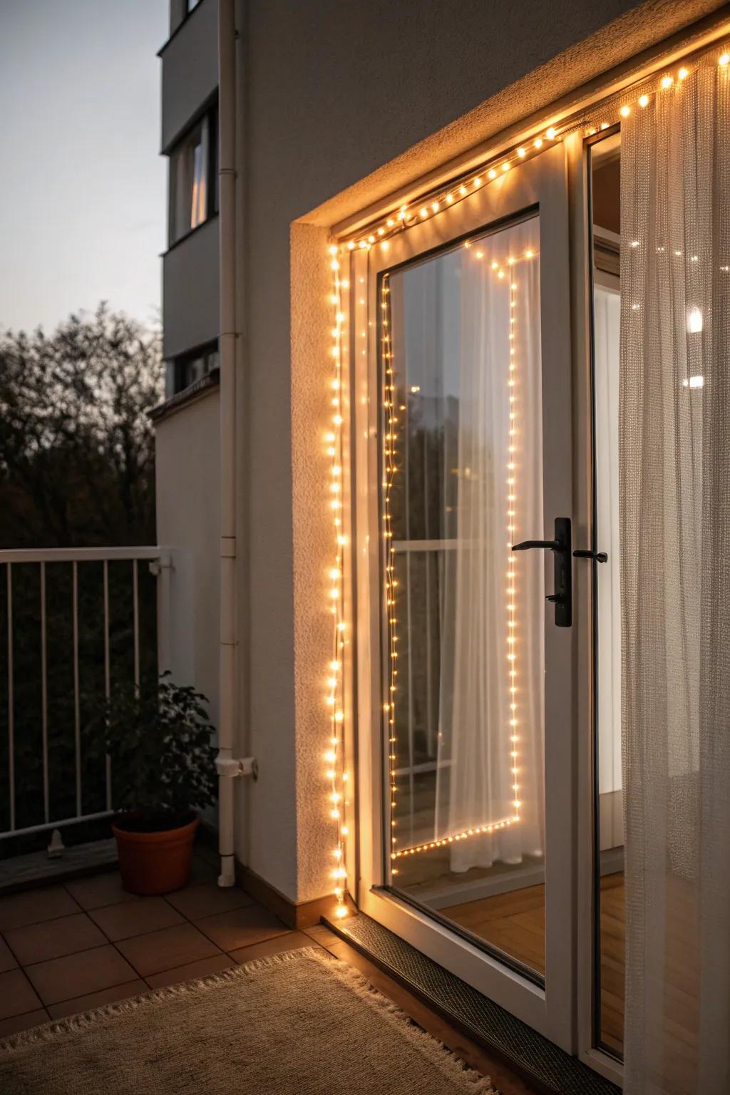 A glowing LED outline turns your balcony door frame into a spooky portal—minimal, bold, beautiful.