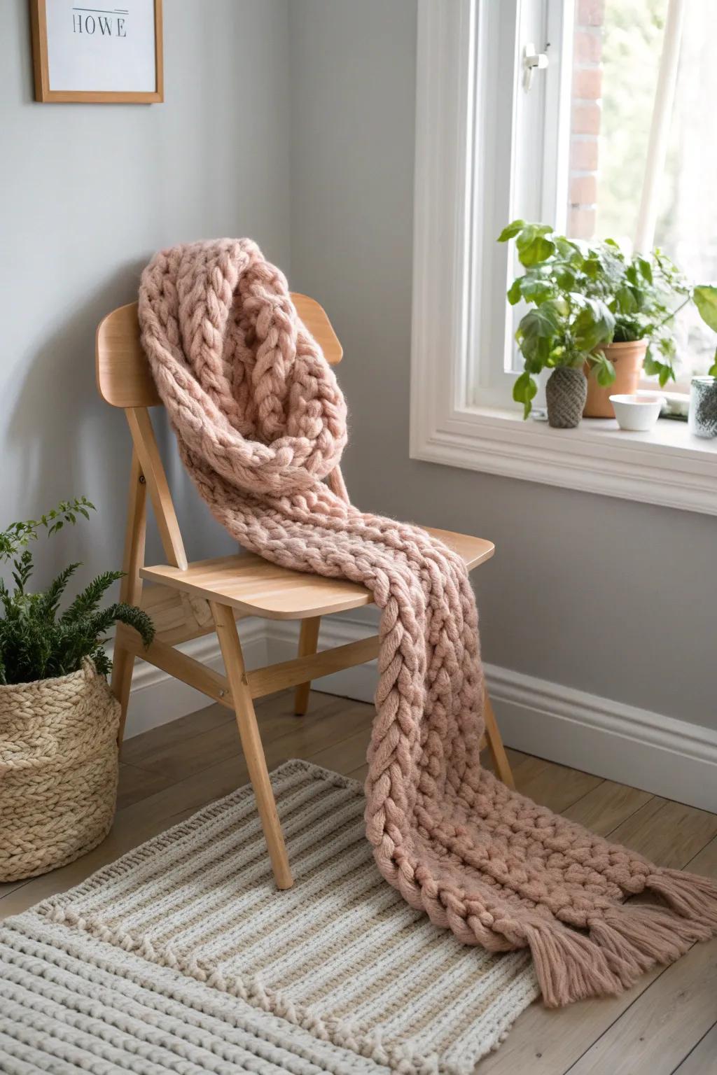 Wrap yourself in warmth and style with this chunky infinity scarf, perfect for a cozy winter look. #ScandinavianStyle #BohoChic