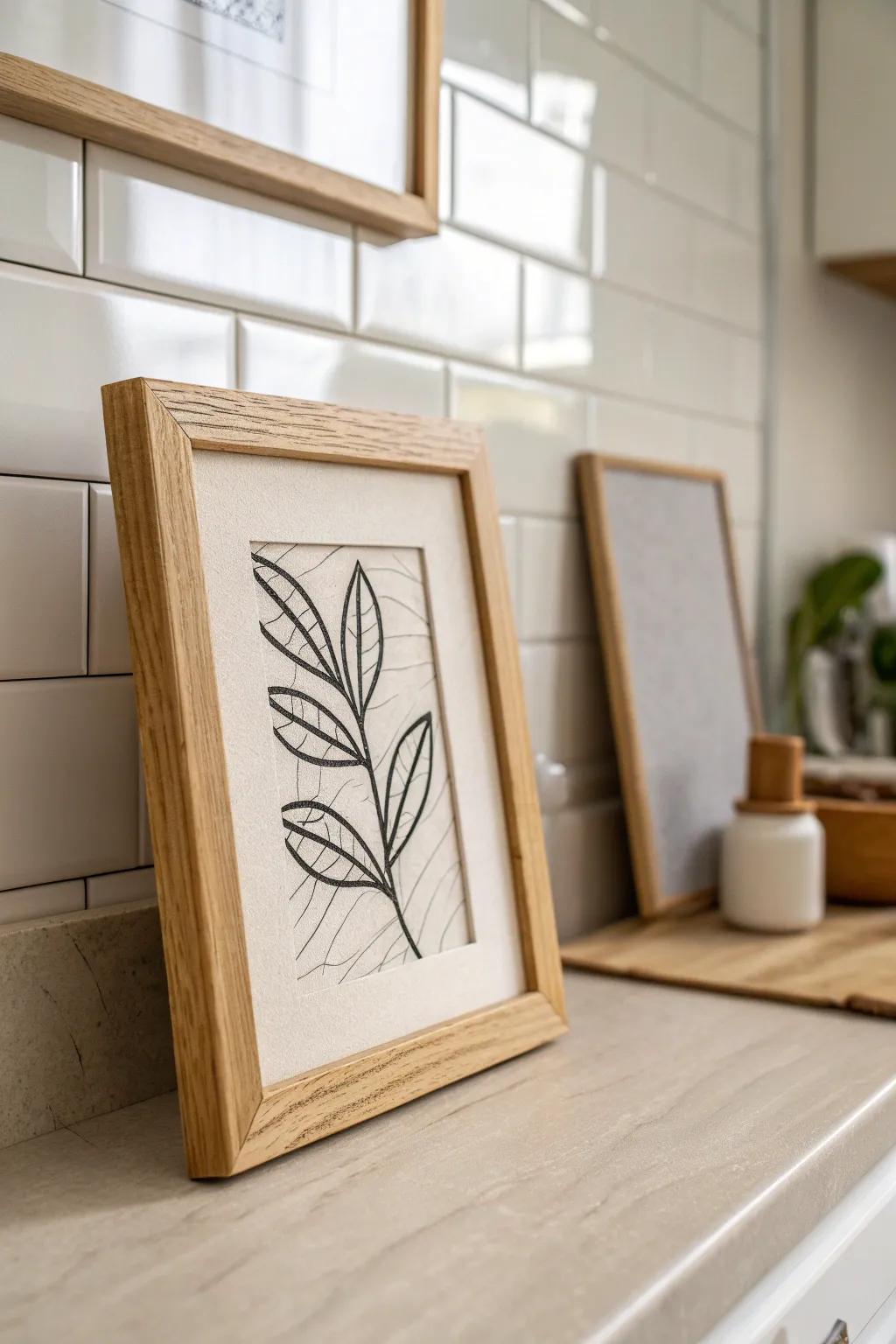Small framed art above the corner instantly anchors the space and makes it feel intentional.