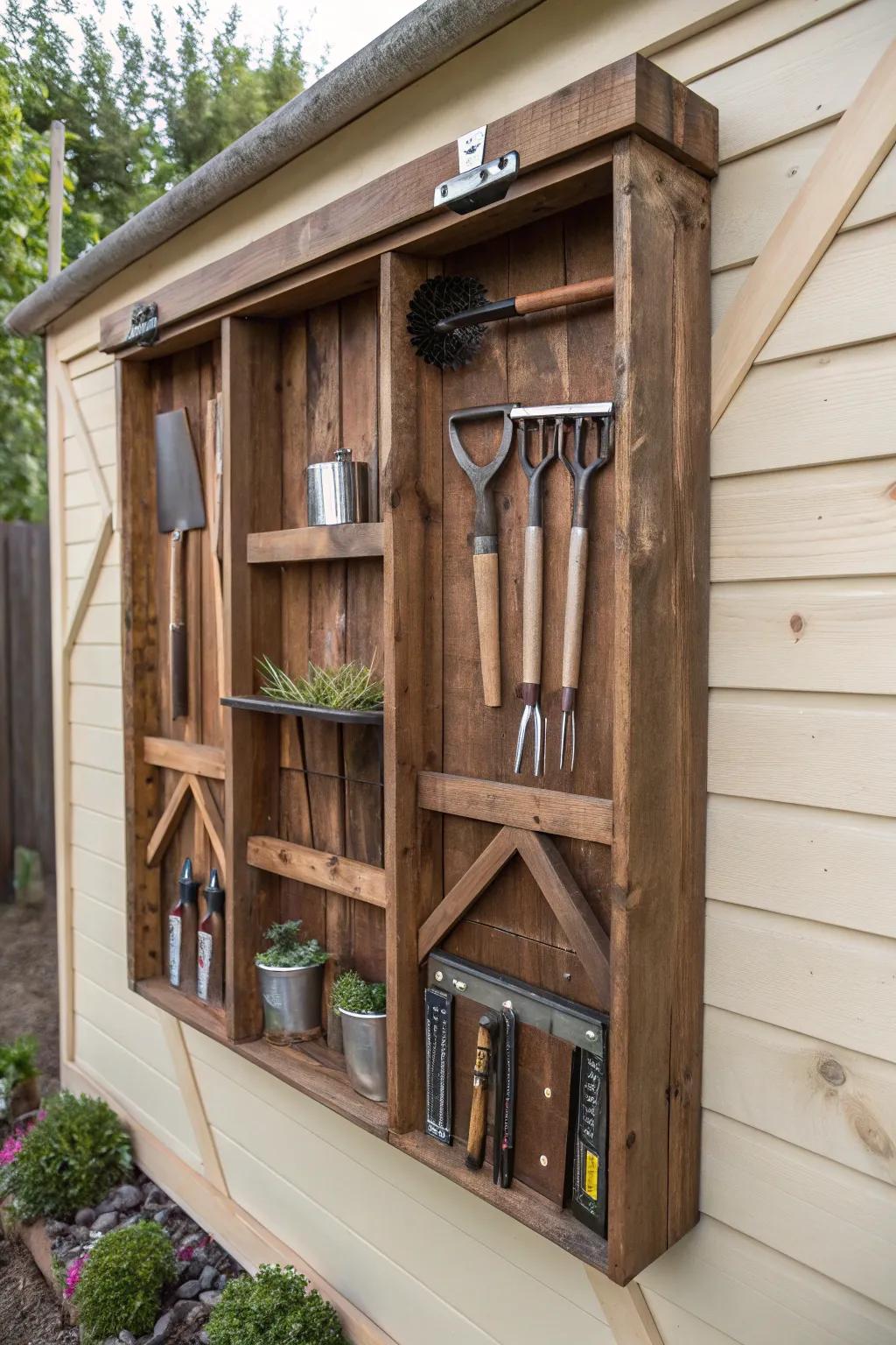 Elevate your garden game with a handcrafted wooden crate organizer – where style meets functionality.
