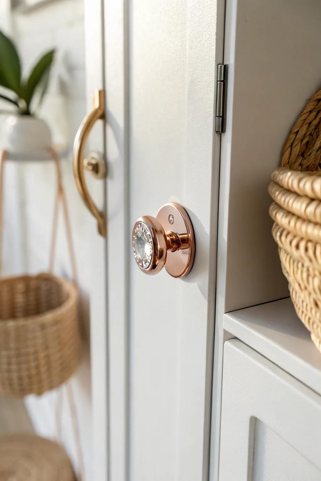 Rose-gold metallic magnet adds instant glam—like jewelry for your locker door, every day.