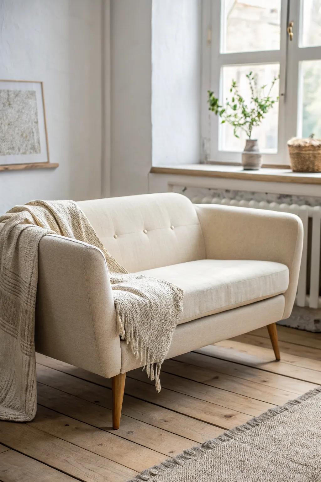 Make a bedroom loveseat feel flexible—add discreet sliders for easy moves and scratch-free floors.